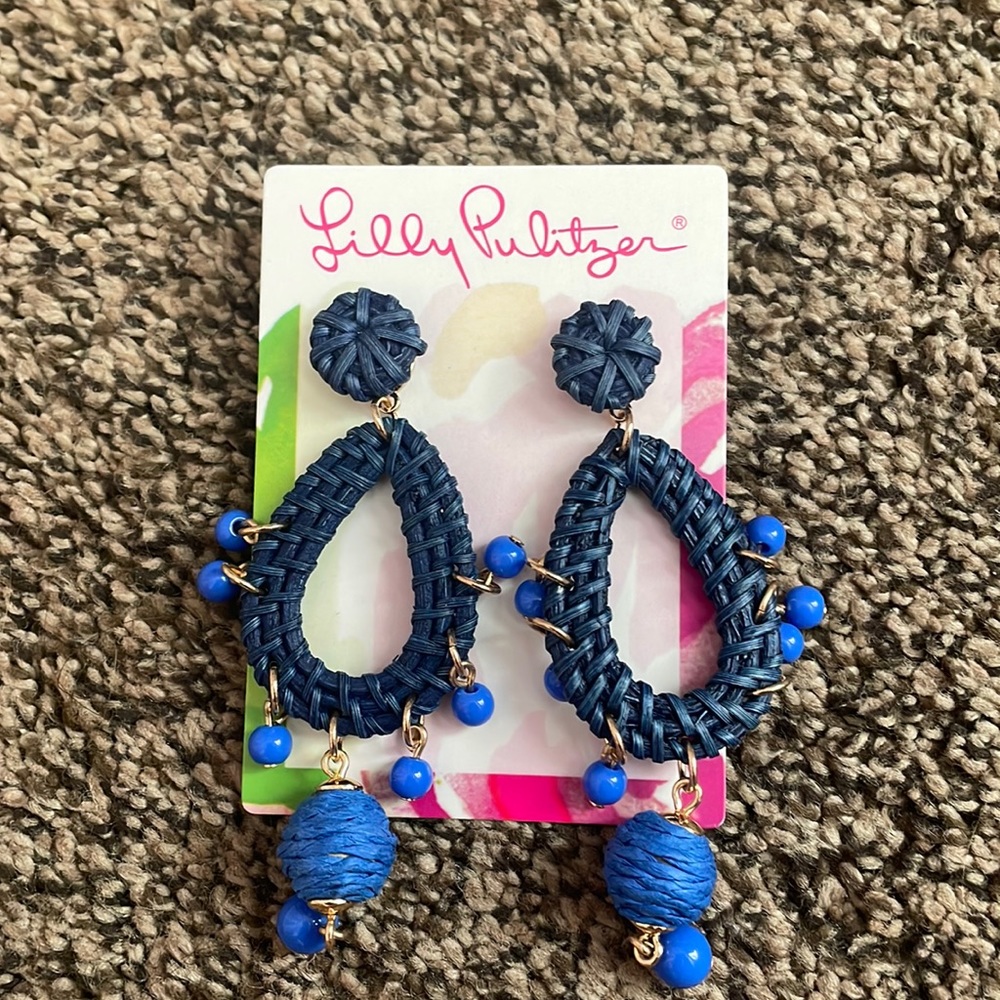 Lilly Pulitzer Raffia Earrings Alba Blue